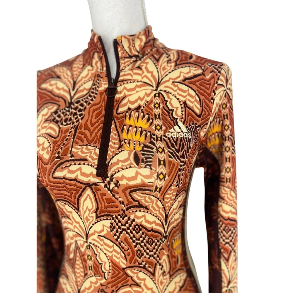 Farm Rio x Adidas Tropical Print Zip Up Midi Dress Small - Picture 7 of 16